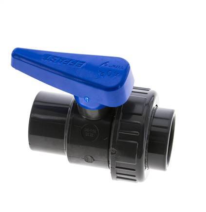 PVC 2-way Ball Valve Single Union 40 mm Socket EPDM