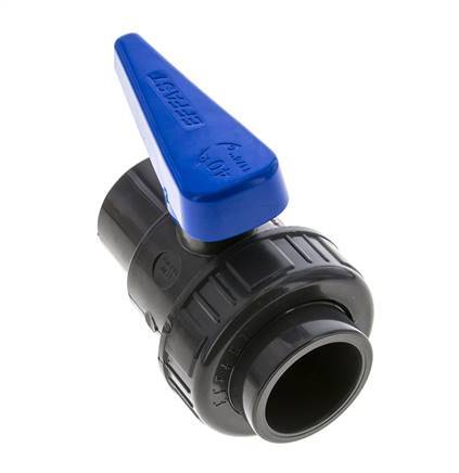 PVC 2-way Ball Valve Single Union 40 mm Socket EPDM