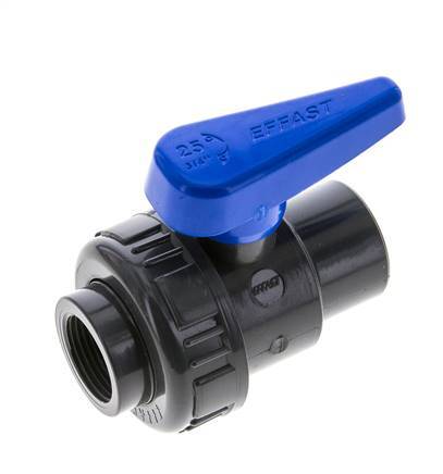PVC 2-way Ball Valve Single Union Rp 3/4'' EPDM