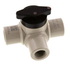 PP 3-way Ball Valve G 1/2'' FKM Vacuum