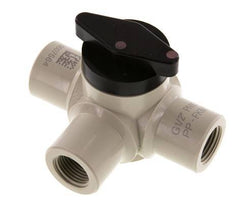PP 3-way Ball Valve G 1/2'' FKM Vacuum