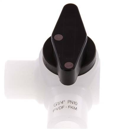 PVDF 3-way Ball Valve G 1/4'' FKM Vacuum