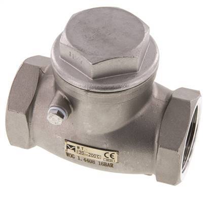 G 1-1/2'' Stainless Steel Swing Check Valve 16 bar (232 psi) Metal Seal