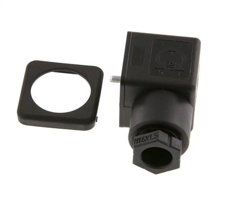 DIN 43650 Form A Solenoid Valve Connector Size 3 M16x1.5 28mm Black