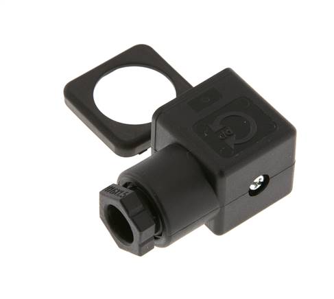 DIN 43650 Form A Solenoid Valve Connector Size 3 M16x1.5 28mm Black