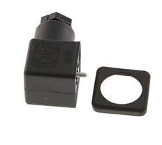 DIN 43650 Form A Solenoid Valve Connector Size 3 M16x1.5 28mm Black