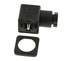 DIN 43650 Form A Solenoid Valve Connector Size 3 M16x1.5 28mm Black