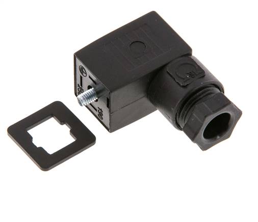 Industry Standard Form C Solenoid Valve Connector Size 0 PG7 27mm Black [2 Pieces]