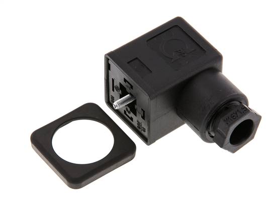 DIN 43650 Form A Solenoid Valve Connector Size 3 M16x1.5 35mm Black