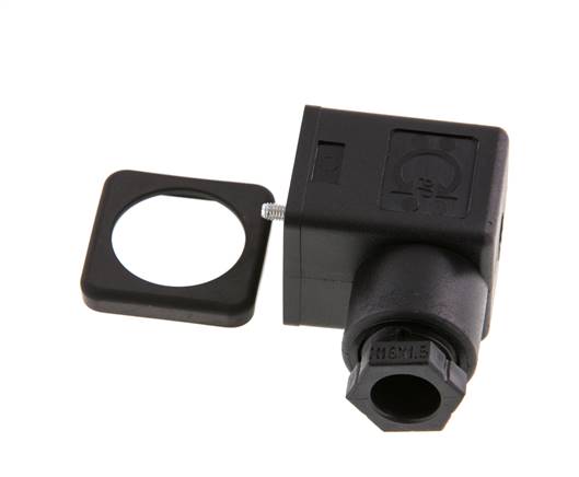 DIN 43650 Form A Solenoid Valve Connector Size 3 M16x1.5 35mm Black