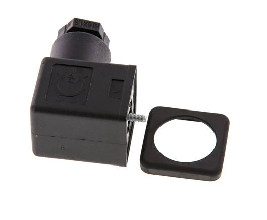 DIN 43650 Form A Solenoid Valve Connector Size 3 M16x1.5 35mm Black