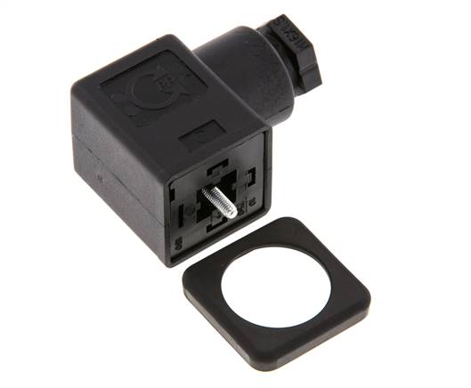 DIN 43650 Form A Solenoid Valve Connector Size 3 M16x1.5 35mm Black