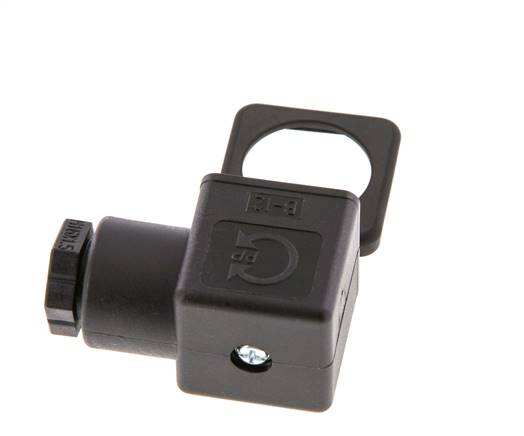 DIN 43650 Form A 3-Contact Solenoid Valve Connector Size 3 M16x1.5 28mm Black
