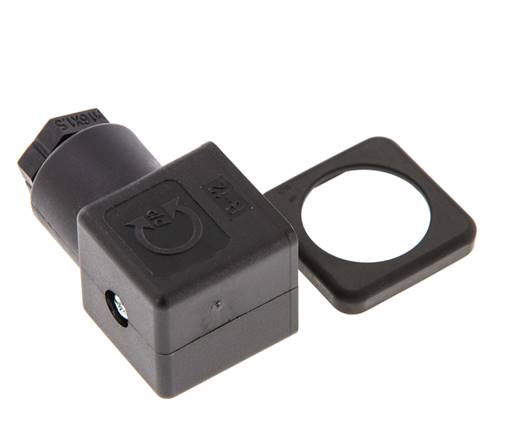 DIN 43650 Form A 3-Contact Solenoid Valve Connector Size 3 M16x1.5 28mm Black