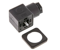 DIN 43650 Form A 3-Contact Solenoid Valve Connector Size 3 M16x1.5 28mm Black