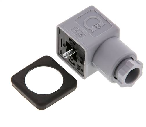 DIN 43650 Form A Solenoid Valve Connector Size 3 PG9 28mm Grey