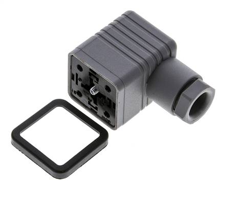 DIN 43650 Form A Solenoid Valve Connector Size 3 M16x1.5 35mm Grey