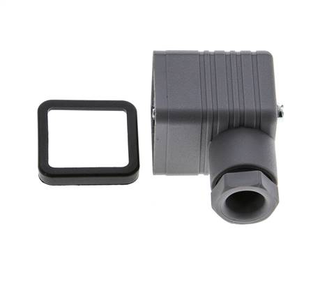 DIN 43650 Form A Solenoid Valve Connector Size 3 M16x1.5 35mm Grey