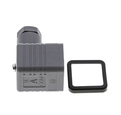 DIN 43650 Form A Solenoid Valve Connector Size 3 M16x1.5 35mm Grey