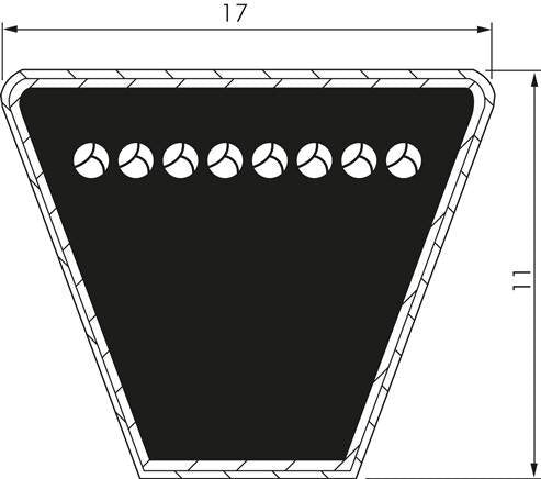 Classic Imperial V-belt B132 17x11 Li-3350mm Ld-3393mm DIN 2215