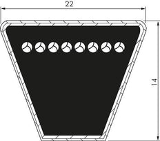 Classic Imperial V-belt C91 22x14 Li-2311mm Ld-2369mm DIN 2215