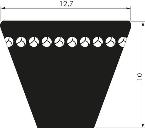Metric Cogged V-belt XPA 12.7x10 Li-755mm Ld-800mm DIN 7753